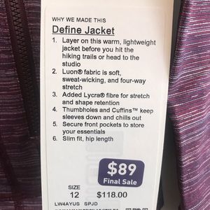 lululemon athletica Other - LuluLemon Define Jacket NWT 12 STRIPED JACQUARD lululemon athletica Other - LuluLemon Define Jacket NWT 12 STRIPED JACQUARD